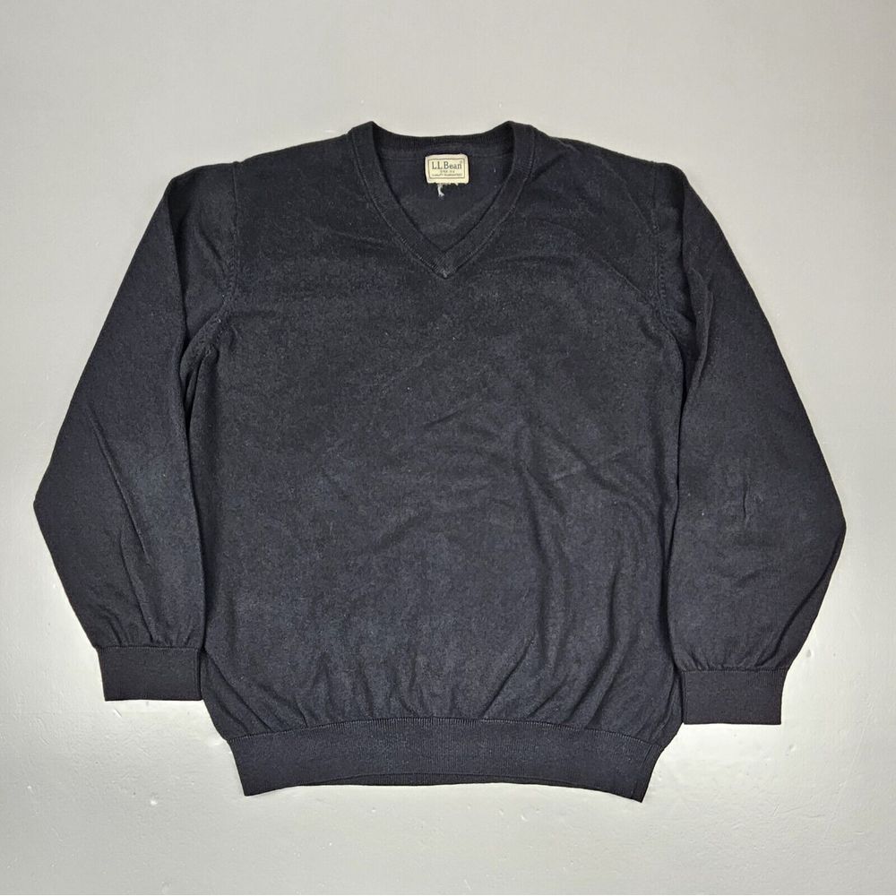 Vintage Bean Sweater‎ Mens XL. V-Neck Black Longsleeve Cotton Blend.